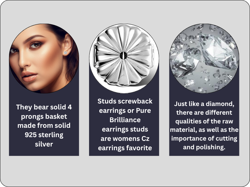 Elegant round solitaire stud earrings